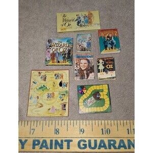 Vintage Wizard Of Oz Doll House Size Miniature Books-Board Game- Replica Items